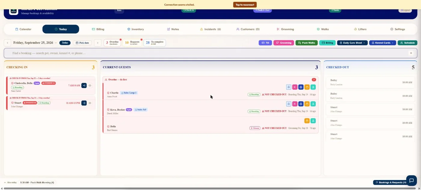 Today board in BooknBuddy: Today screen